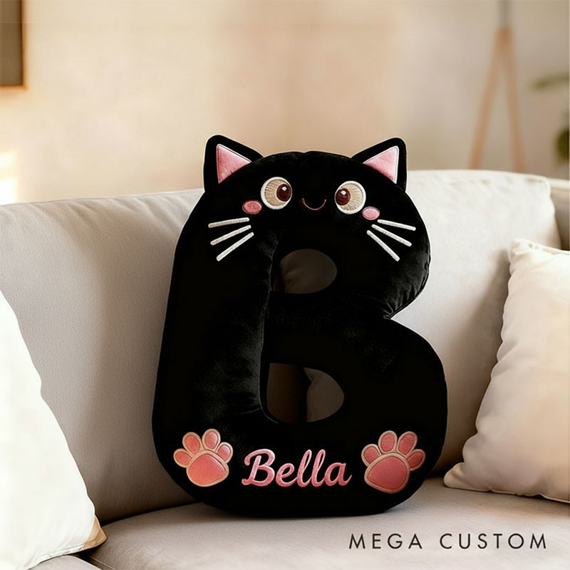 Personalized Cat Lover Letter Pillow with Custom Name Design Ver Black Cats Graphic 3D Print