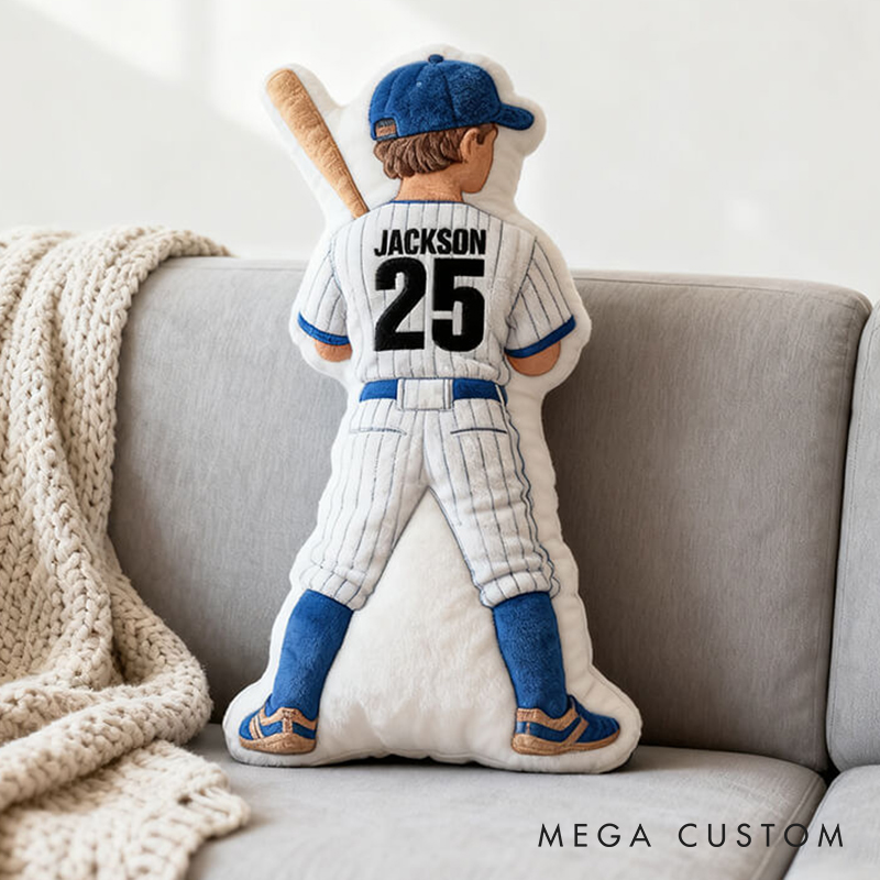 Personalized Baseball Lover's Pillow with Custom Jersey Details Name and Number