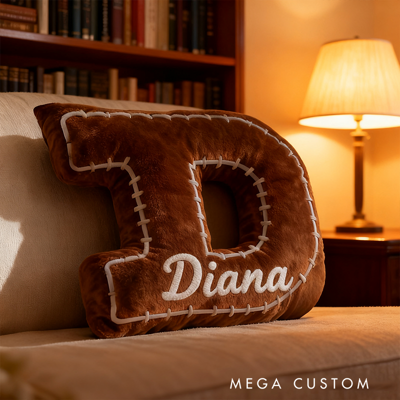 Personalized Football Letter Shaped Pillow Perfect Gift for Sports Enthusiasts