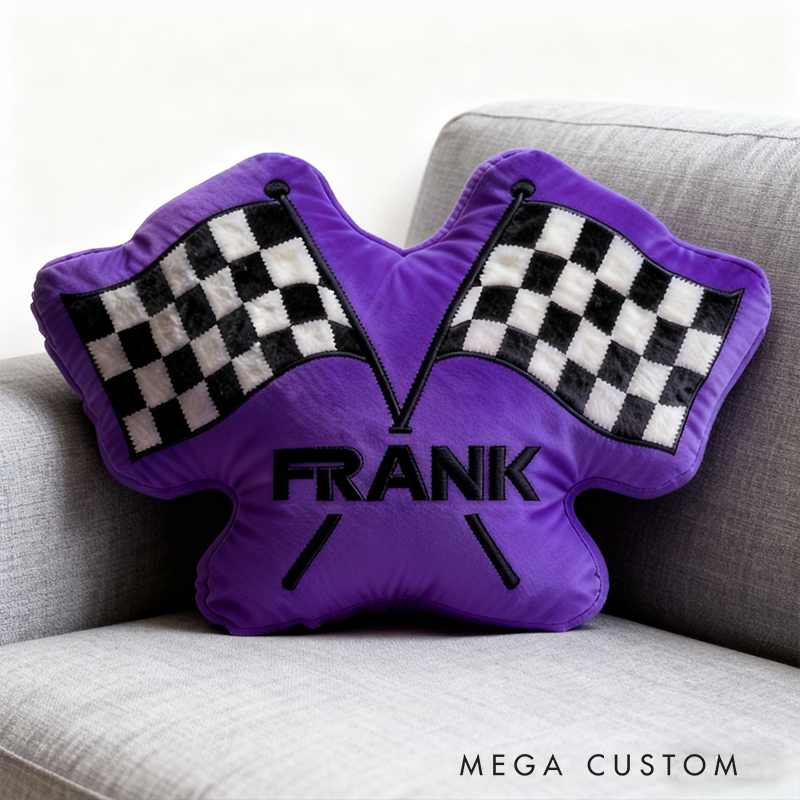 Personalized Checkered Flag Pillow Graphic 3D Print Custom Name Cushion Gift for Racers and Racing Lovers