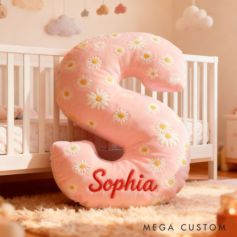 Personalized Flower Girl Daisy Flower Letter Pillow Custom Girl Name Cushion Wedding Gift for Flower Girl Christmas Gift for Girlfriend Wife