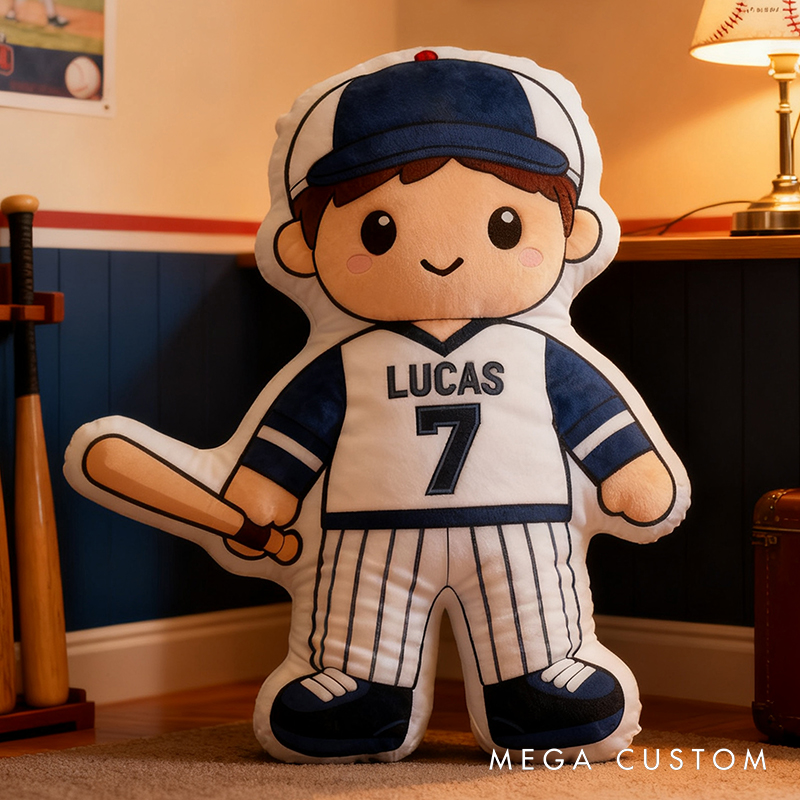Personalized Baseball Player Pillow with Custom Name and Jersey Number  for Kids and Fans
