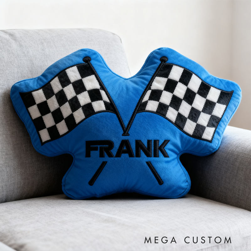 Personalized Checkered Flag Pillow Graphic 3D Print Custom Name Cushion Gift for Racers and Racing Lovers