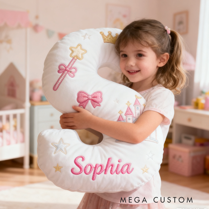 Personalized Pink Dream Castle with Name Graphic 3D Print Pillow Christmas Gift for Kids
