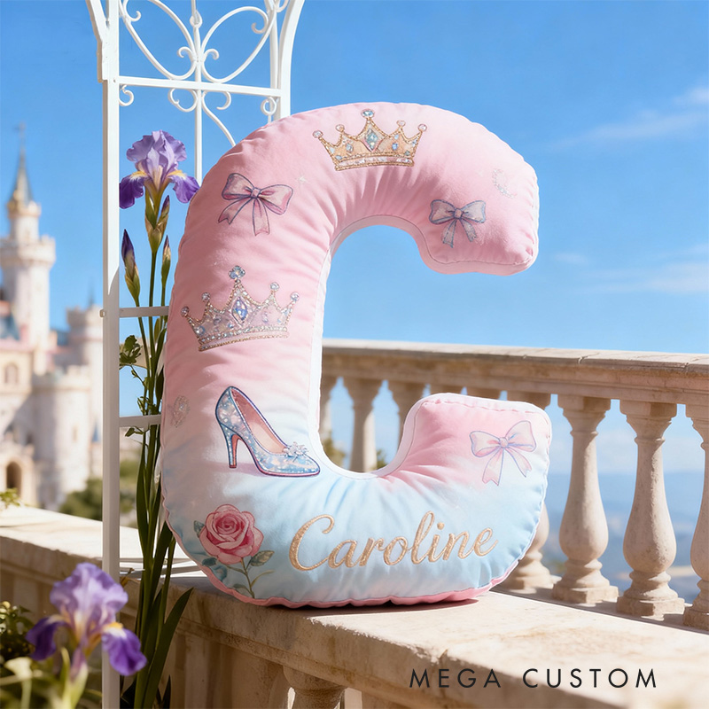 Personalized Graphic 3D Print Cartoon Crystal Dream Alphabet Shaped Pillow for Cartoon Lovers Initial Pillow Christmas Gift for Kids