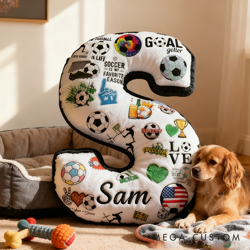 Personalized Soccer Themed Letter with Your Initial and Name for Soccer Enthusiasts