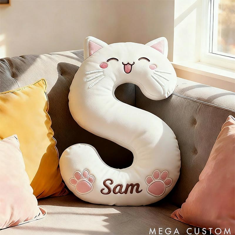 Personalized Cat Lover Letter Pillow with Custom Name Design Ver Smile Cats Graphic 3D Print