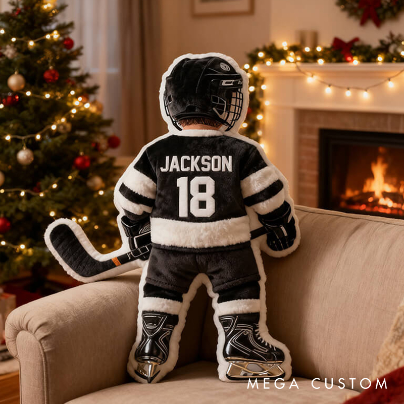 Personalized Graphic3DPrint Ice Hockey Player Pillow with Custom Name and Number Graphic 3D Print