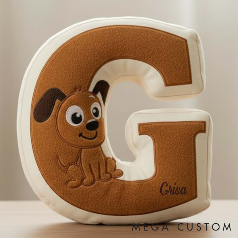 Personalized Dog Lover Letter Pillow with Dog Custom Name Design  Graphic 3D Print