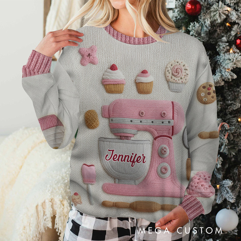 Personalized Baking Is My Love Ugly Christmas Sweater Baking Ugly Christmas Sweater for Kids Adult