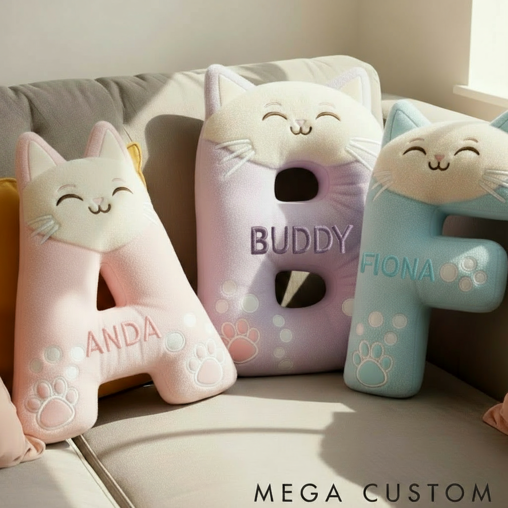 Personalized Cat Lover Funny Cat Letter Pillow Graphic 3D Print Pillow