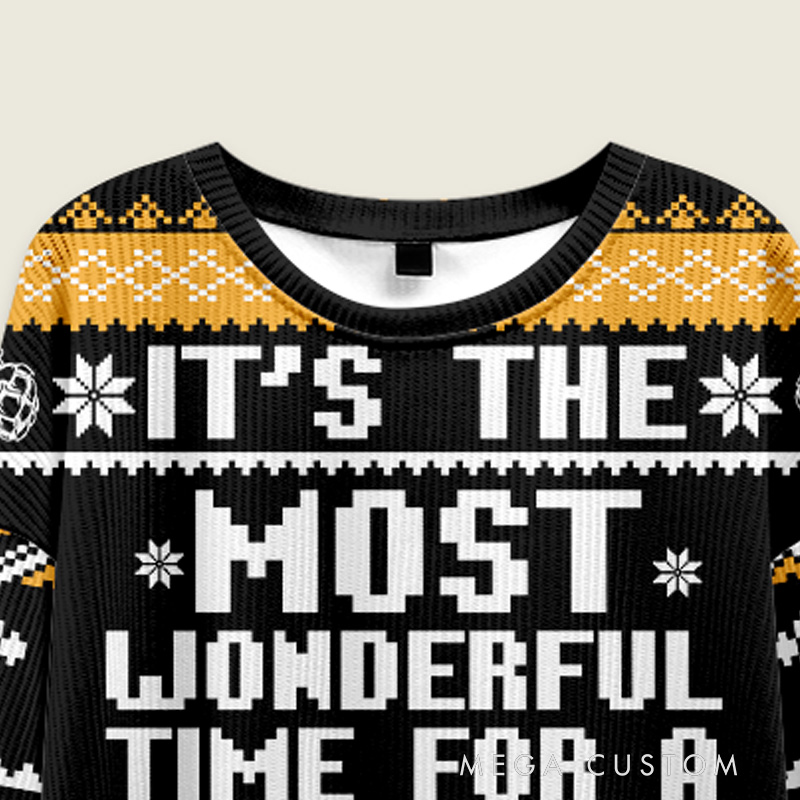 Personalized Ugly Christmas Sweater Bear Cycling Santa Christmas Sweater Holiday Gift for Cyclists Unise