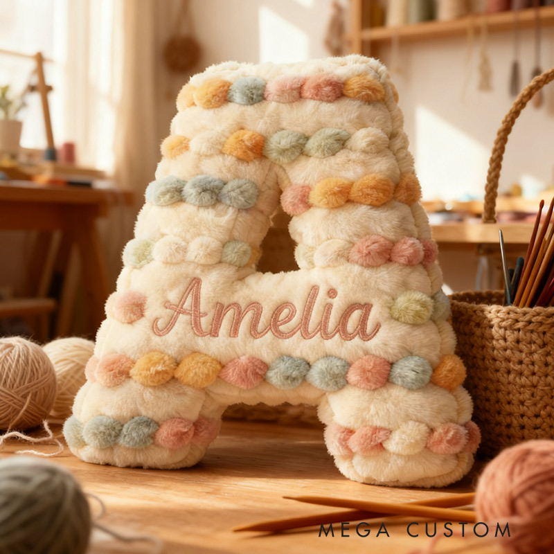 Personalized Yarn Ball Knitting Pillow Graphic 3D Print Knitting Letter with Custom Name Gift for Knitting Lovers