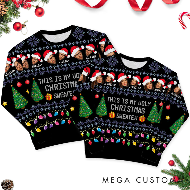 Personalized Couple Christmas Ugly Sweater Couple Photo Ugly Sweatshirt Christmas Gift for Boyfriend Girlfriend Husband Wife