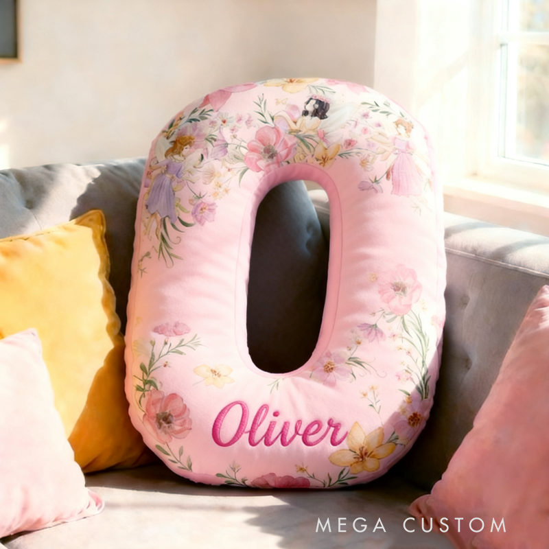 Personalized Flower Fairy Initial Name Pillow Christmas Gift for Kids