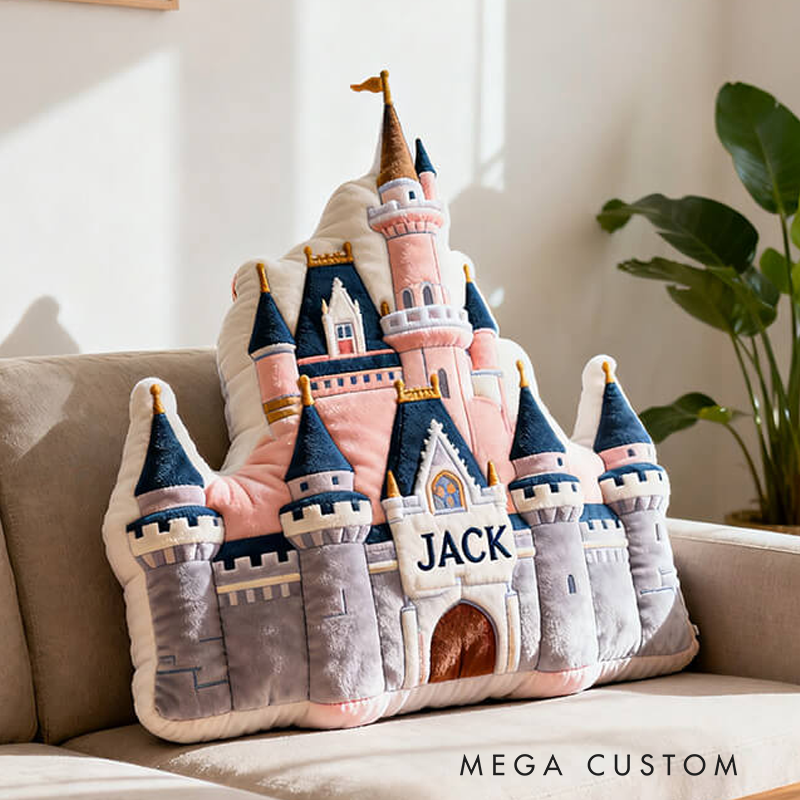 Personalized Cartoon Castle with Name Graphic 3D Print Pillow Christmas Gift for Kids Birthday Gift