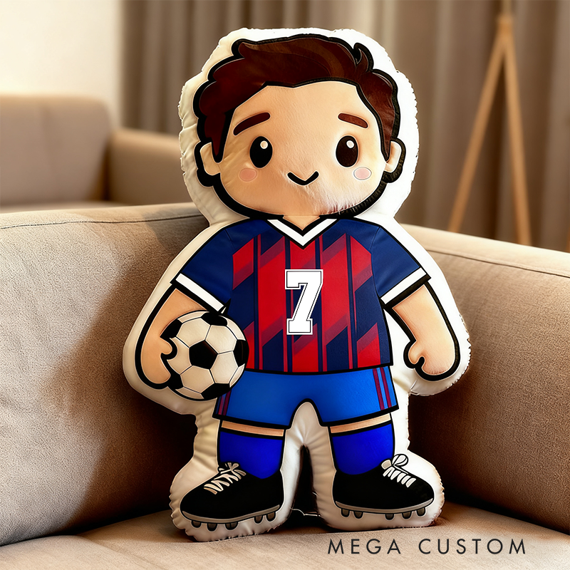 Personalized Soccer Player Pillow with Custom Jersey Number