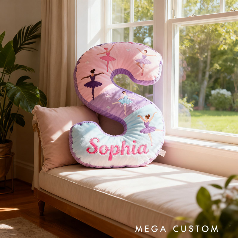 Personalized Graphic 3D Print Ballet Dancers Pillow With Your Own Name Soft Stuffed Toy for Kids Unique Decorative Cushion for Girls' Room