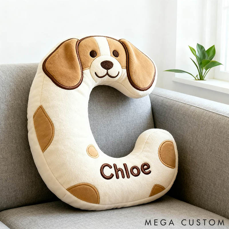 Personalized Dog Lover Letter Pillow with Custom Name Cartoon Pillow Graphic 3D Print