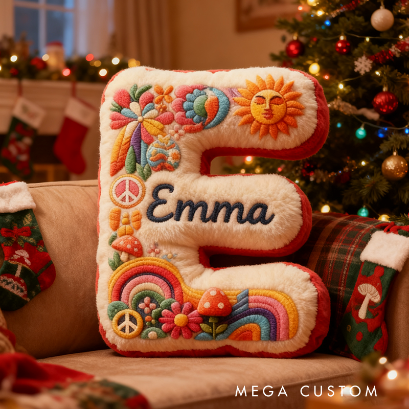 Personalized Colorful 26 Letters Cute Graphic 3D Print Pillow Beautiful Hippie Letter Custom Hippie Throw Pillow for Kids