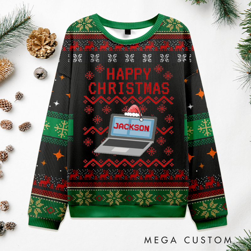 Personalized Christmas Ugly Sweater Computer Design Sweater Gift for Coworkers