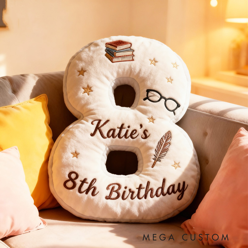 Personalized Book Alphabet Throw Pillow Graphic 3D Print Bookish Book and Glasses Pillow with Name for Kids Book Lover Gifts Birthday Gift