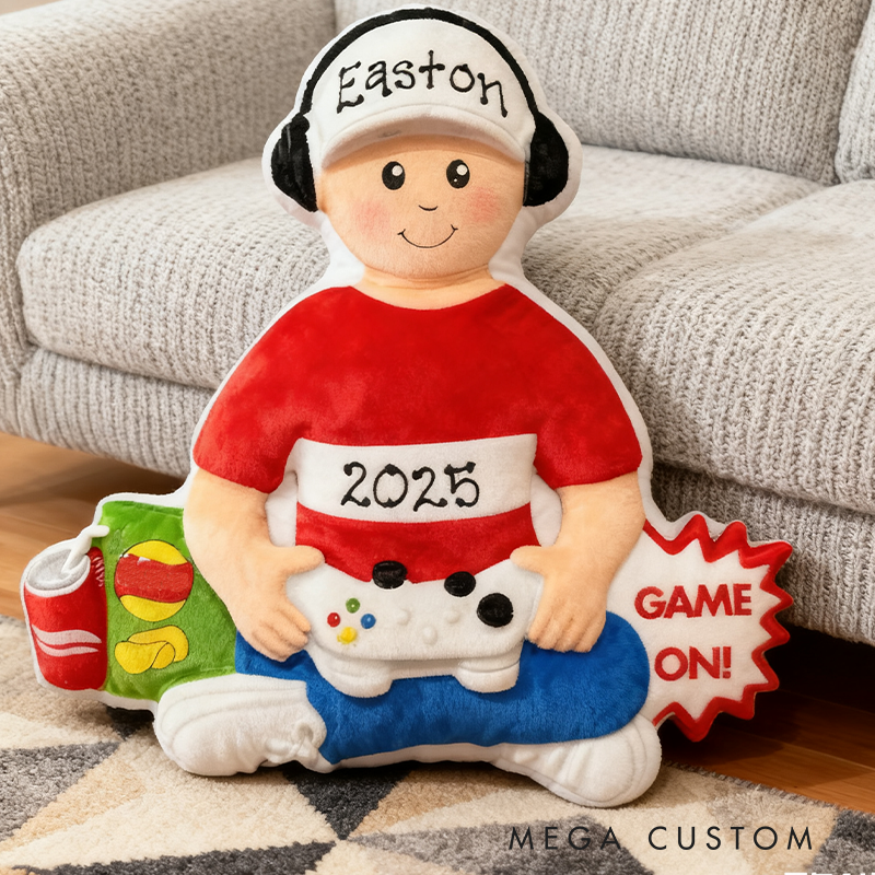 Personalized Graphic 3D Print Gamer Boy with Video Game Controller & Headset Game Lover Pillow Custom Christmas Gift for Game Geek Lover