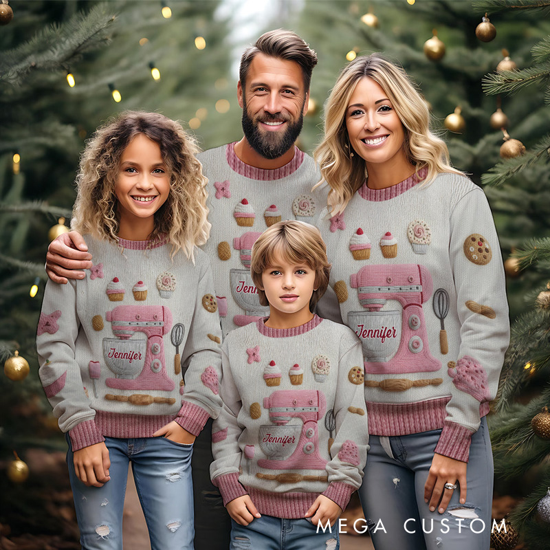 Personalized Baking Is My Love Ugly Christmas Sweater Baking Ugly Christmas Sweater for Kids Adult