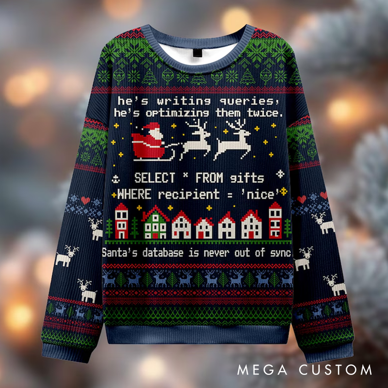 Personalized SQL Christmas Sweater Funny Programmer Gift Database Xmas Jumper It Geek Nerd Ugly Christmas Sweater