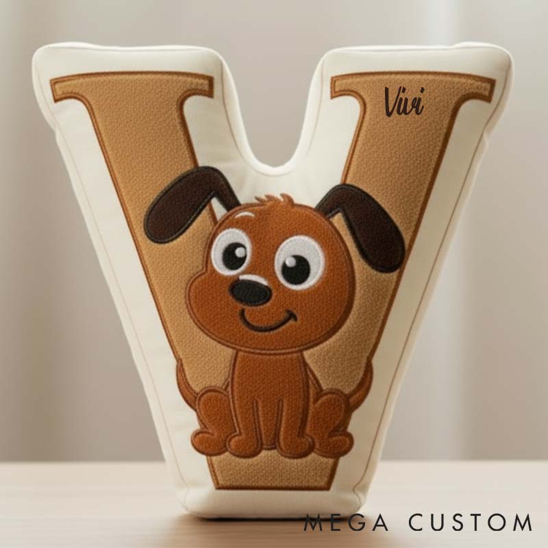 Personalized Dog Lover Letter Pillow with Dog Custom Name Design  Graphic 3D Print