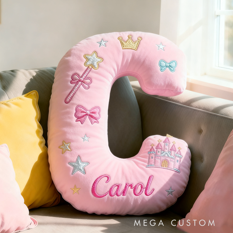 Personalized Pink Castle with Name Graphic 3D Print Pillow Christmas Gift for Kids
