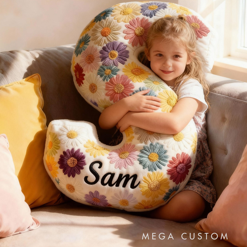 Personalized Cute Flower Letter Pillow Graphic 3D Print Butterfly Custom Name Pillow Gift for Kids