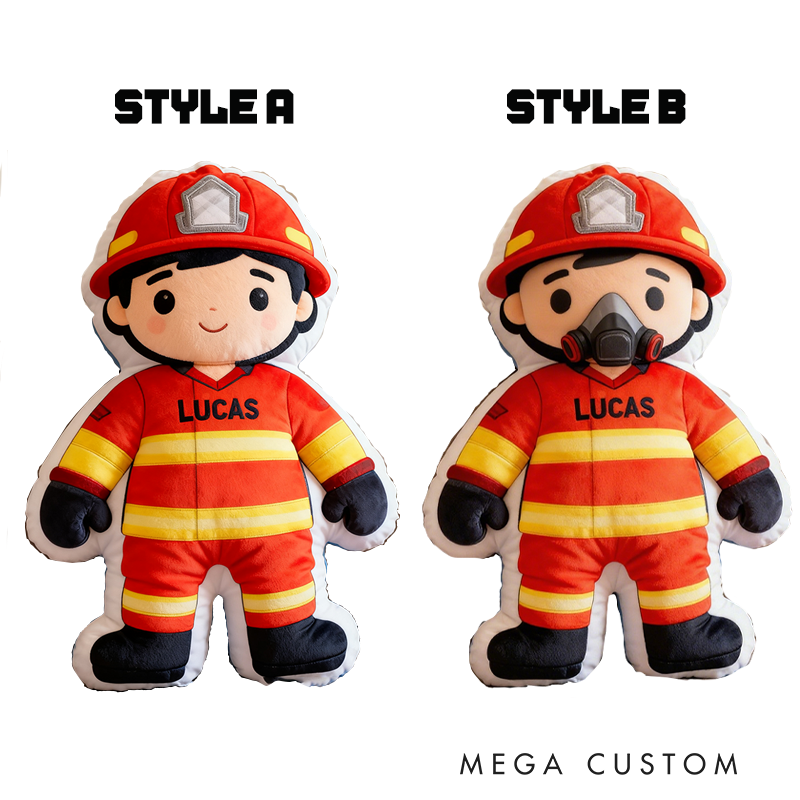 Personalized Cute Firefighter Pillow with Custom Name and Number Graphic 3D Print Pillow