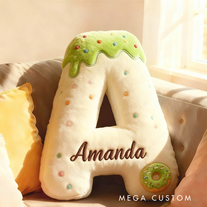 Personalized Donut Letter Pillow Kids with Custom Name Graphic 3D Print Donut Throw Pillow for Kids Baker Baking Lover