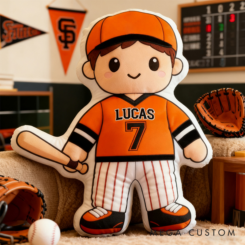 Personalized Baseball Player Pillow with Custom Name and Jersey Number  for Kids and Fans