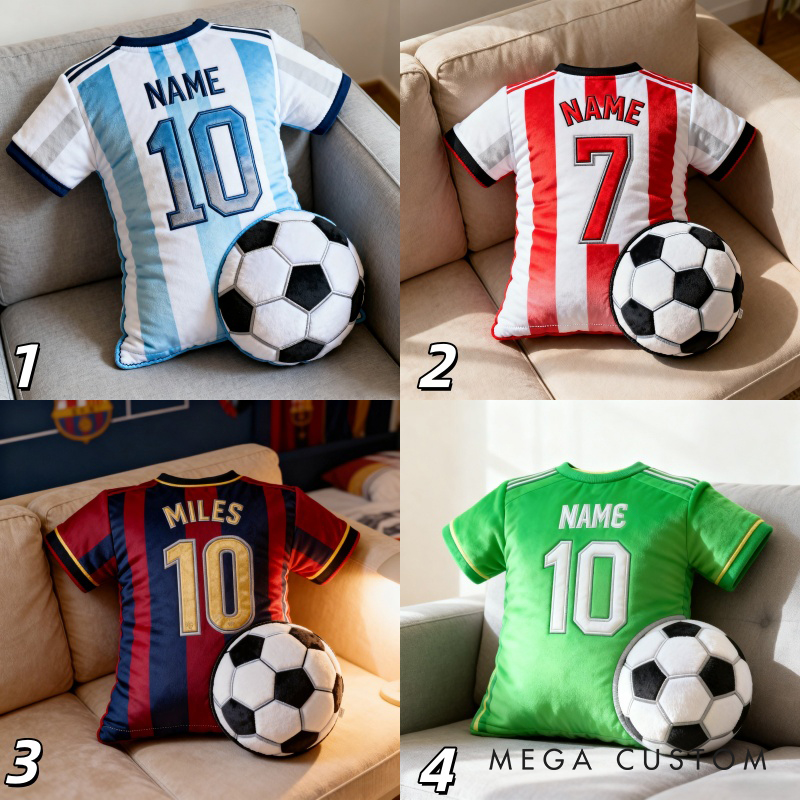 Personalized Graphic3DPrint Soccer Jersey Pillow with Custom Name and Number for Fans