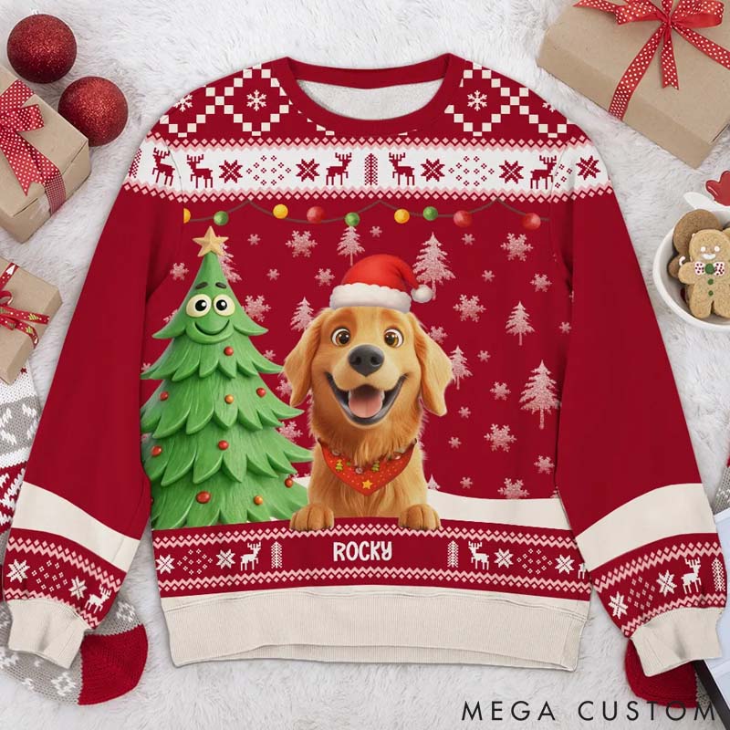 Personalized Dog Lover Warm and Fun Christmas Ugly Sweatshirt