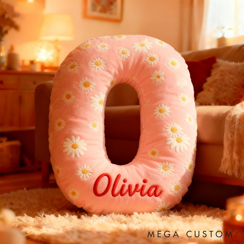 Personalized Flower Girl Daisy Flower Letter Pillow Custom Girl Name Cushion Wedding Gift for Flower Girl Christmas Gift for Girlfriend Wife