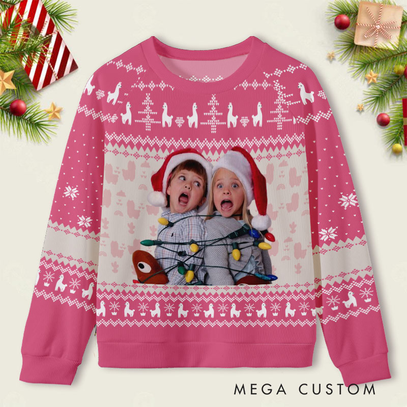 Personalized Joyful Kids Photo Christmas Celebration Ugly Sweater Shirt