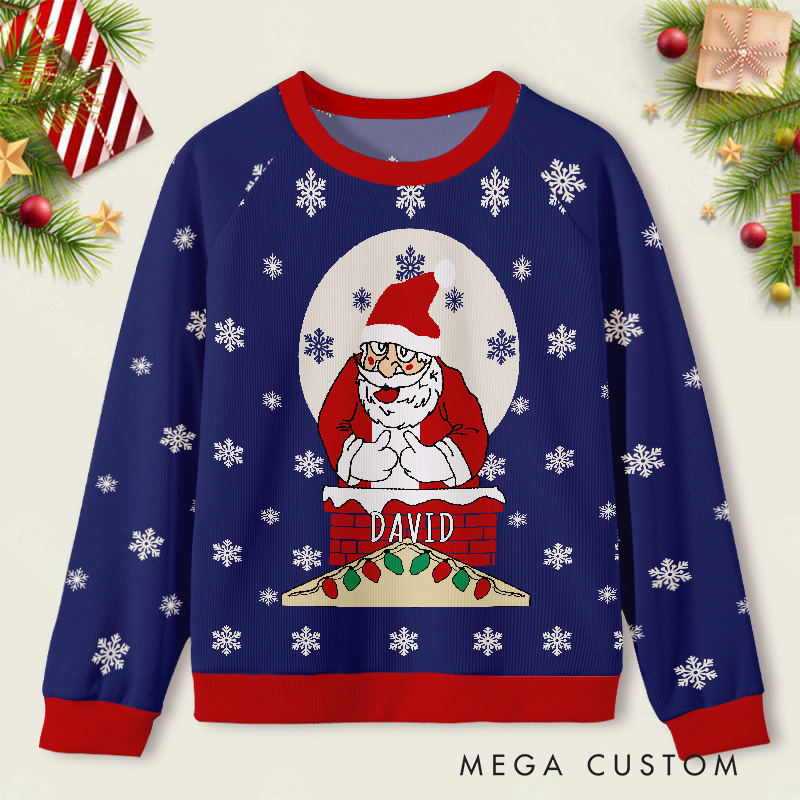Personalized Santa Penguin Snowflakes Kids Ugly Christmas Sweater