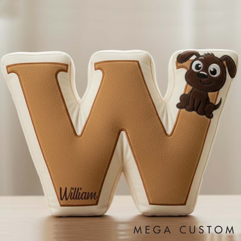Personalized Dog Lover Letter Pillow with Dog Custom Name Design  Graphic 3D Print