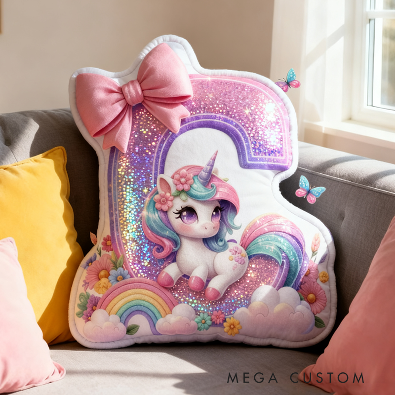 Personalized Cute Dream Horse Initial Pillow Christmas Gift for Kids