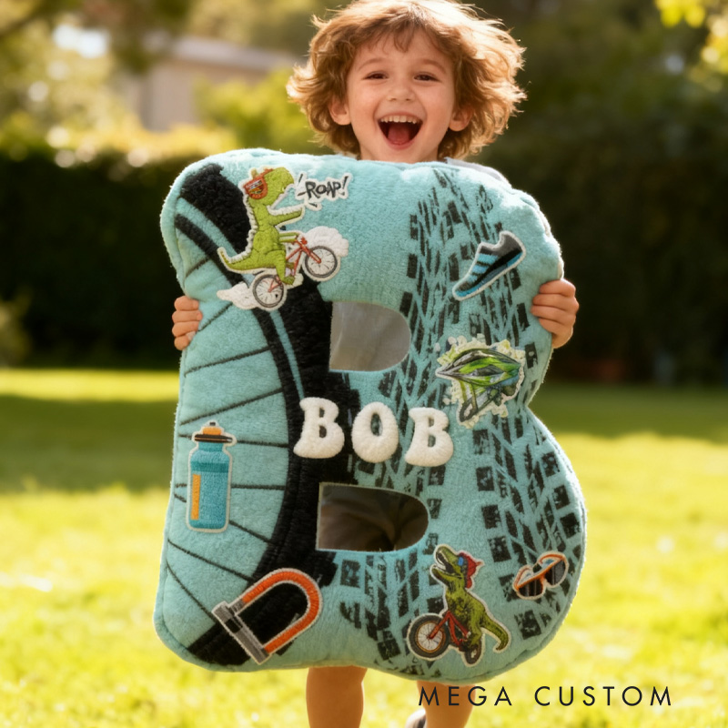 Personalized Cycling Letter Pillow Funny Letter Pillow Custom Name Pillow Comfortable Travel Cushion for Riders Riding Lovers