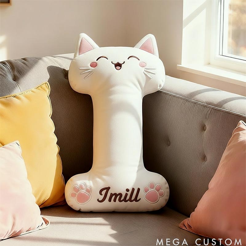 Personalized Cat Lover Letter Pillow with Custom Name Design Ver Smile Cats Graphic 3D Print