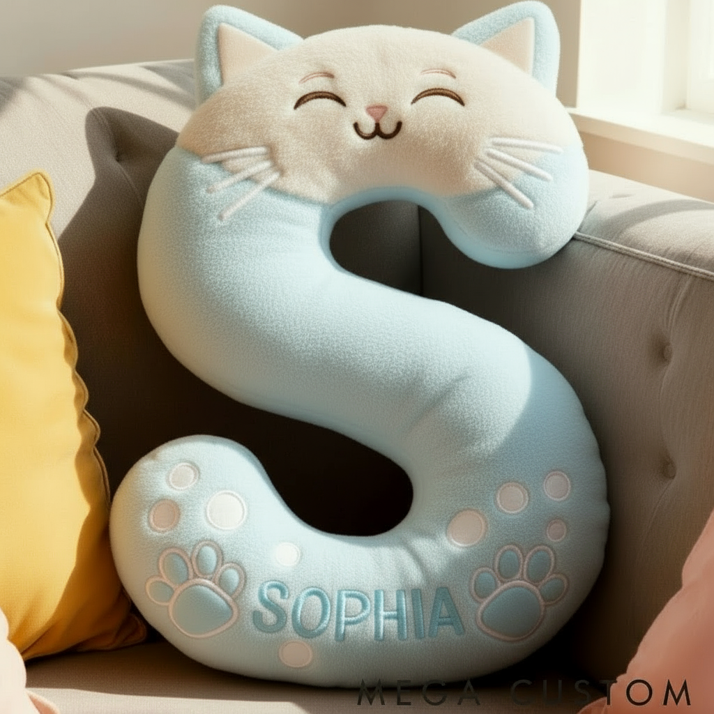 Personalized Cat Lover Funny Cat Letter Pillow Graphic 3D Print Pillow