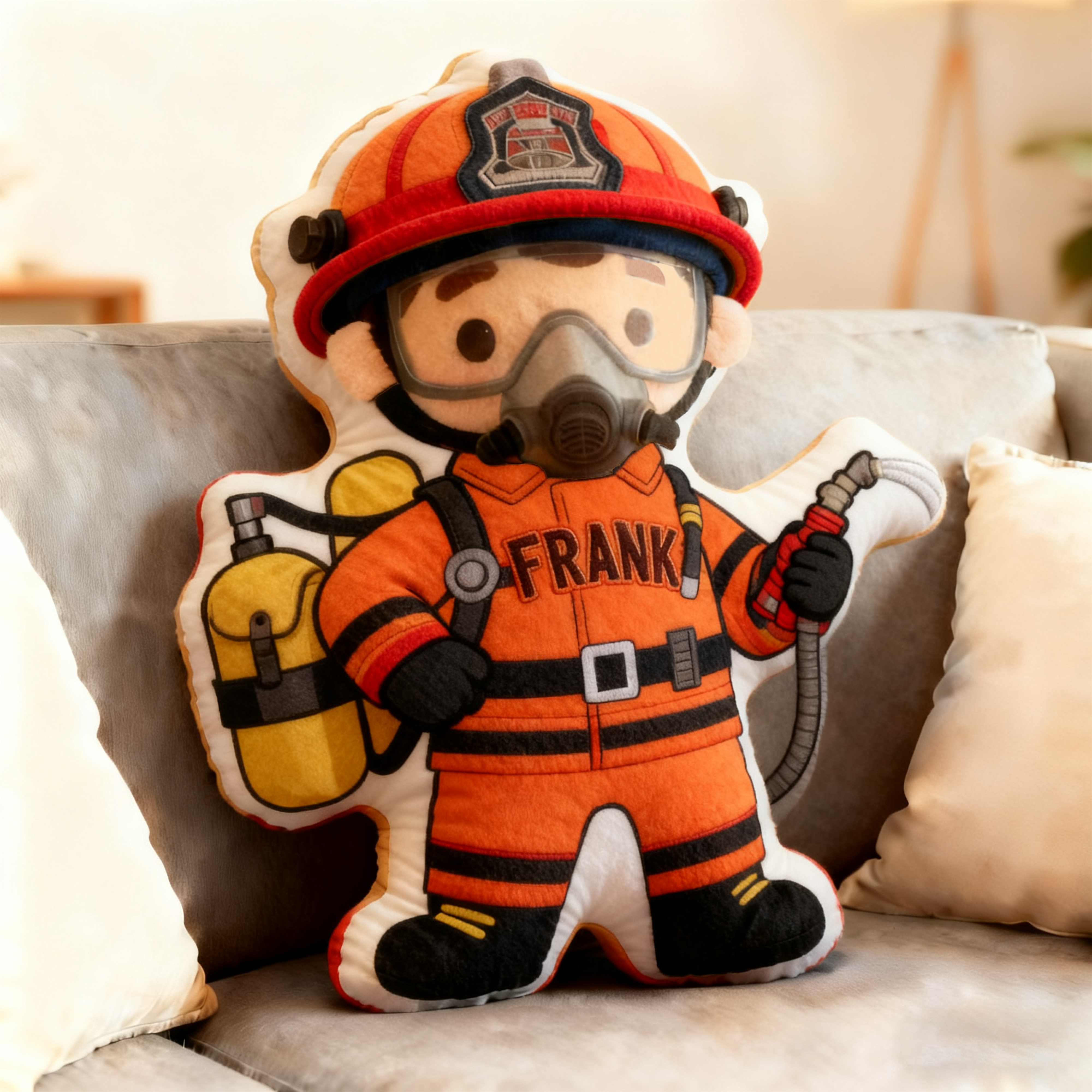 Personalized Cute Firefighter Pillow with Custom Name Graphic 3D Print Pillow