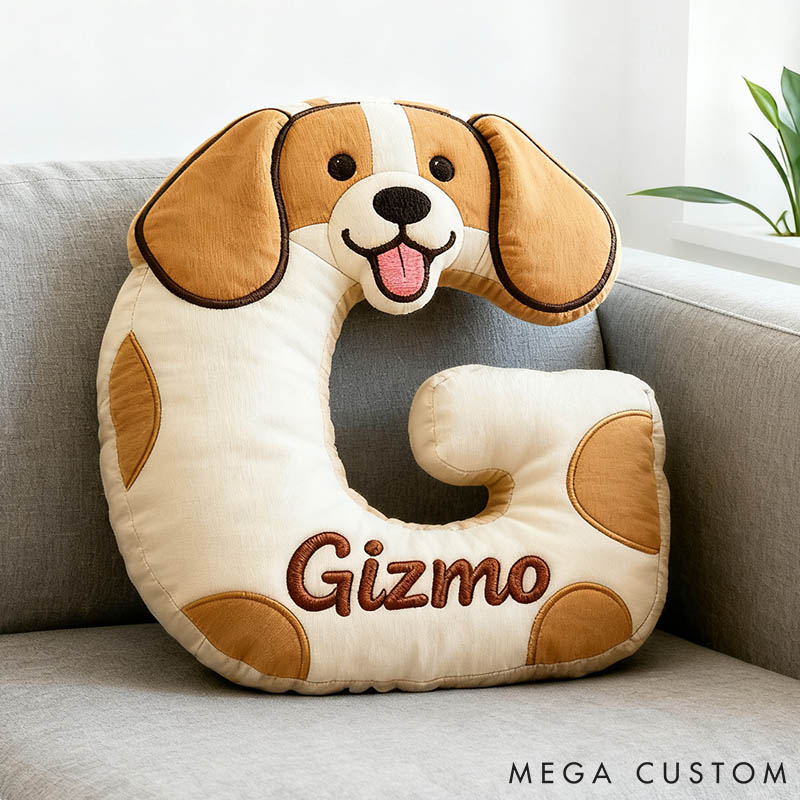 Personalized Dog Lover Letter Pillow with Custom Name Cartoon Pillow Graphic 3D Print