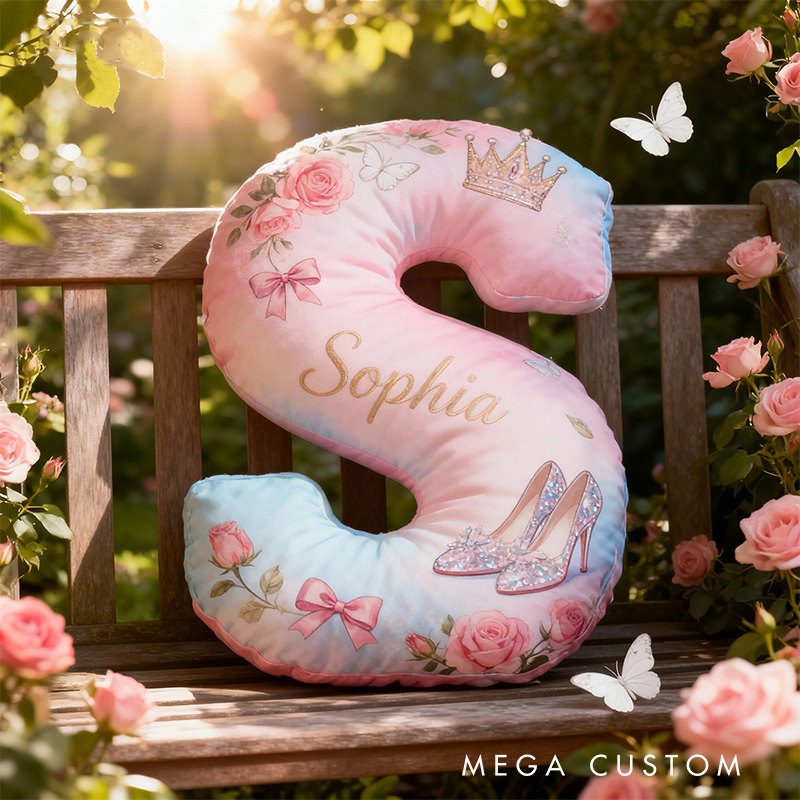 Personalized Graphic 3D Print Cartoon Crystal Dream Alphabet Shaped Pillow for Cartoon Lovers Initial Pillow Christmas Gift for Kids