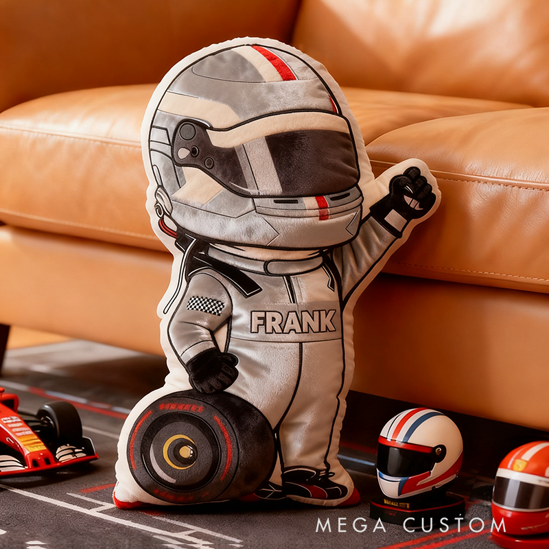 Personalized Racer and Tires Throw Pillow Custom Name Graphic 3D Print Design Cushion Gift for Racers and Racing Lovers