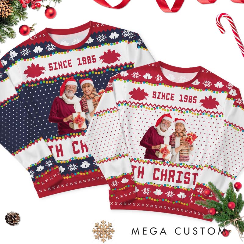 Personalized Christmas Couple Ugly Sweater Husband Wife Anniversary Christmas Sweater Couple Ugly Sweater with Photo